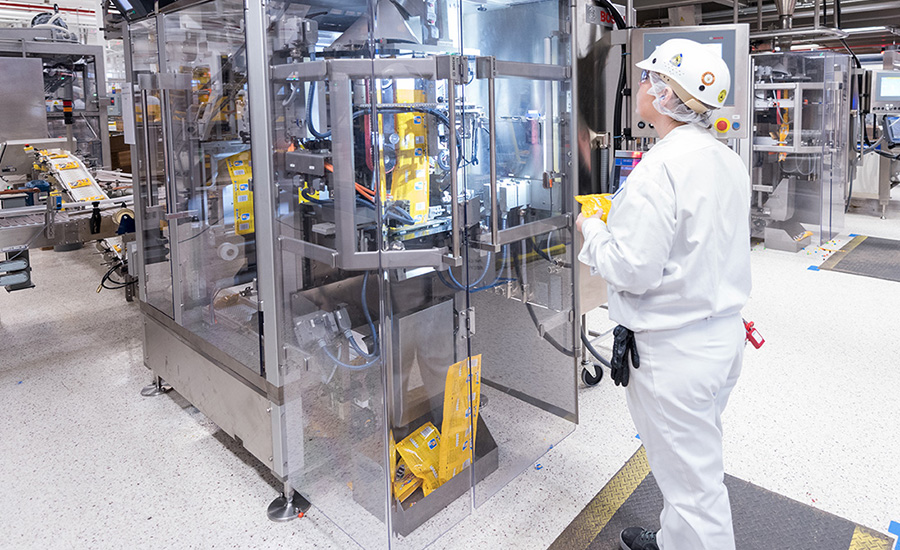 Snack food VFFS packaging and checkweigh line